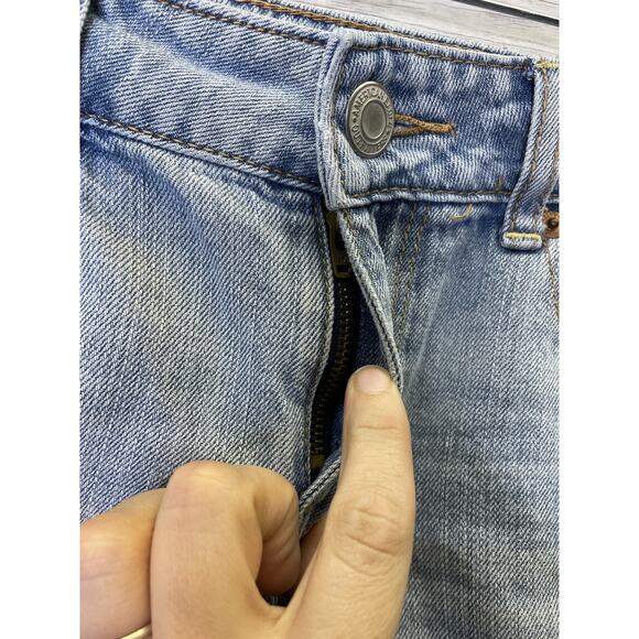 American Eagle Shorts Womens 6 Blue Distressed Denim High Rise Ripped Cutoff - Picture 4 of 11